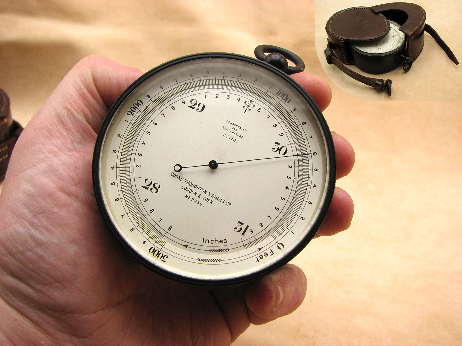 Cooke Troughton & Simms pocket barometer & altimeter circa 1920's